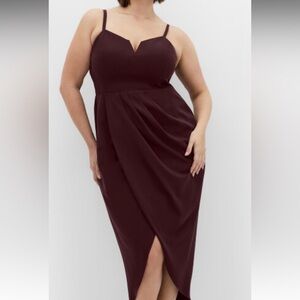 City Chic Sassy V Dress - oxblood midi size 18